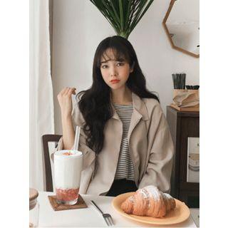 Stand-collar Flap-pocket Zip Jacket