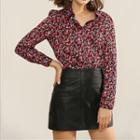 Rose Print Long-sleeve Blouse