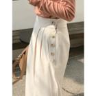 Button-side Pleated Wide-leg Pants