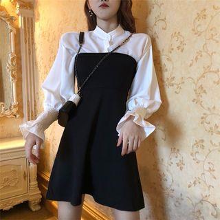 Bell-sleeved Plain Shirt / Tube Dress