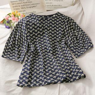 Eyelet Embroidered Puff-sleeve Crop Top