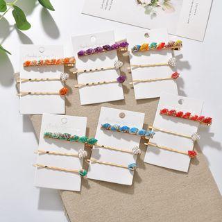 Set Of 3: Faux Pearl / Shell Hair Pin / Hair Clip (assorted Designs)