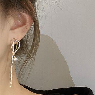 Faux Pearl Alloy Dangle Earring 1 Pair - E4013 - Gold - One Size