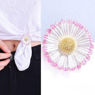 Floral Alloy Brooch White & Pink - One Size