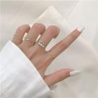 Set Of 5 : Faux Pearl / Alloy Ring (assorted Designs) Set Of 5 - Ring - Silver - One Size