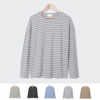 Couple Round-neck Striped T-shirt