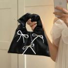 Bow Shirred Handbag Black - One Size