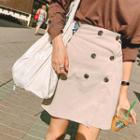 High-waist Buttoned Mini Wrap Skirt