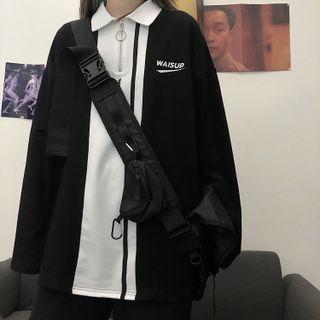 Long-sleeve Two Tone Half-zip Polo Shirt