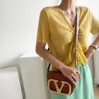 Ruched Rib-knit Top Yellow - One Size