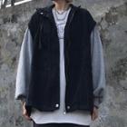 Front Pocket Panel Sleeve Zip Jacket Black - One Size