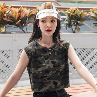 Camouflage Sleeveless Crop T-shirt