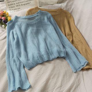 Bell-sleeve Loose-fit Knit Sweater