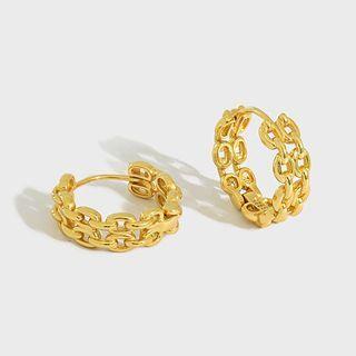 Layered Chain Sterling Silver Hoop Earring