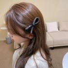 Knot Rhinestone Velvet Hair Clip Black - One Size
