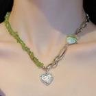Heart Pendant Resin Faux Gemstone Alloy Choker Necklace - Green - One Size