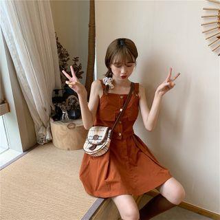 Set: Spaghetti Strap Button Top + Mini A-line Skirt