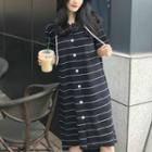 Short-sleeve Hooded Striped Dress