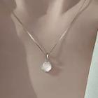 Faux Gemstone Pendant Stainless Steel Necklace Necklace - Faux Gemstone - Silver & White - One Size