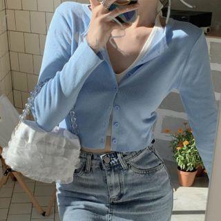 Long-sleeve Plain Cardigan / Halter Plain Tank Top