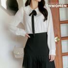 Tie-neck Frilled Puritan-collar Blouse