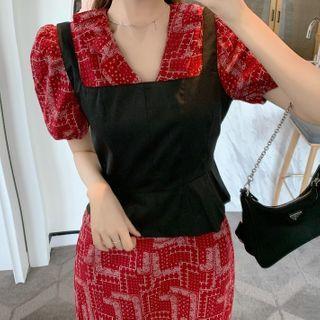 Short-sleeve Printed Midi Mermaid Dress / Vest