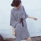Tie Waist Elbow Sleeve T-shirt Dress