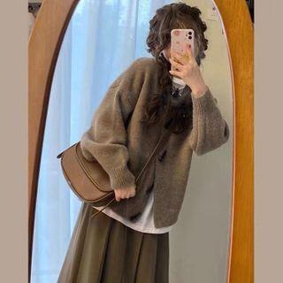 Toggle Cardigan / Midi A-line Skirt / Set