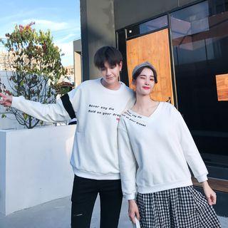 Couple Matching Lettering Pullover / Checked A-line Skirt