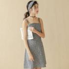 Strappy Checker A-line Mini Dress