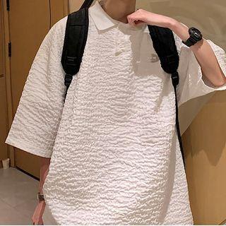 3/4-sleeve Textured Polo Shirt
