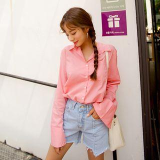 Pocket-front Wide-cuff Colored Shirt