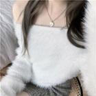 Off Shoulder Furry Sweater