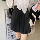 Accordion-pleated Woolen Miniskirt