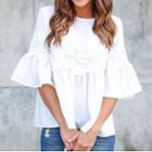 Lace Trim Bell-sleeve T-shirt