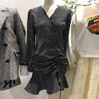 Floral Print Long-sleeve Ruffle Hem Mini A-line Dress