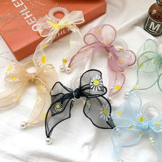 Daisy Print Mesh Hair Tie