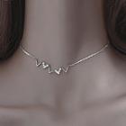 Rhinestone Pendant Sterling Silver Choker Necklace - Silver - One Size