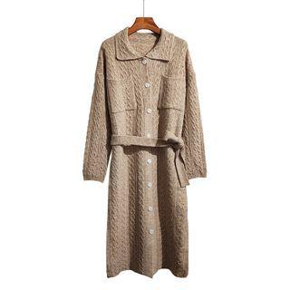 Polo Collar Cable Knit Dress