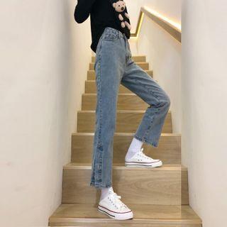 Button-up Straight Leg Cropped Jeans