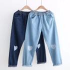 Heart Embroidery Harem Jeans