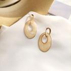 Oval Glaze Dangle Earring 1 Pair - Oval Glaze Dangle Earring - Gold & Pink - One Size