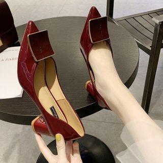 Disc Pointy-toe Chunky Heel Pumps