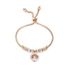 Simple Personality Plated Rose Gold Geometric Round Tree Of Life 316l Stainless Steel Bracelet With Cubic Zirconia Rose Gold - One Size