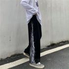 Zebra Print Panel Cropped Wide-leg Pants