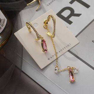 Non-matching Faux Crystal Dangle Earring 1 Pair - As Shown In Figure - One Size