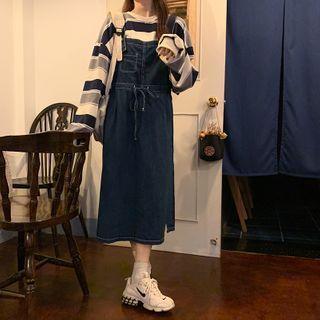 Stitch Drawstring Denim Jumper Dress