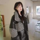 Chessboard Plaid Color Block Padded Jacket