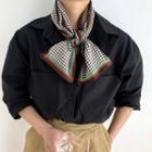 Houndstooth Print Silk Narrow Scarf Brown - 150x15cm - J410