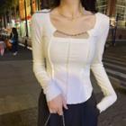 Long-sleeve Chain Fitted Top